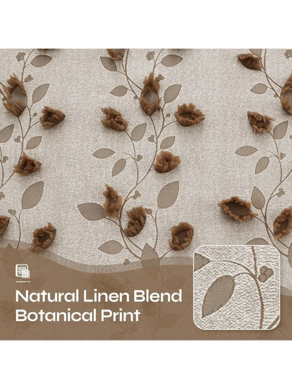 Elegant Brown Linen Curtains for Living Room - 90